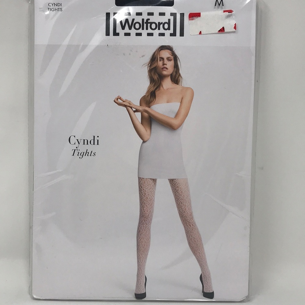 Wolford Tights M Black Asymmetric Pattern Seamless Panty Designer Pantyhose - Picture 4 of 8